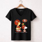 49Ers SF Peanuts Snoopy Woodstock Football 7 Womens V Neck