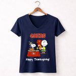 49ers Snoopy and Charlie Brown Thanksgiving 5 Womens V Neck