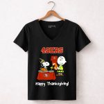 49ers Snoopy and Charlie Brown Thanksgiving 7 Womens V Neck