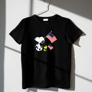4Th Of July Snoopy Woodstock With American Flag 1 T Shirt
