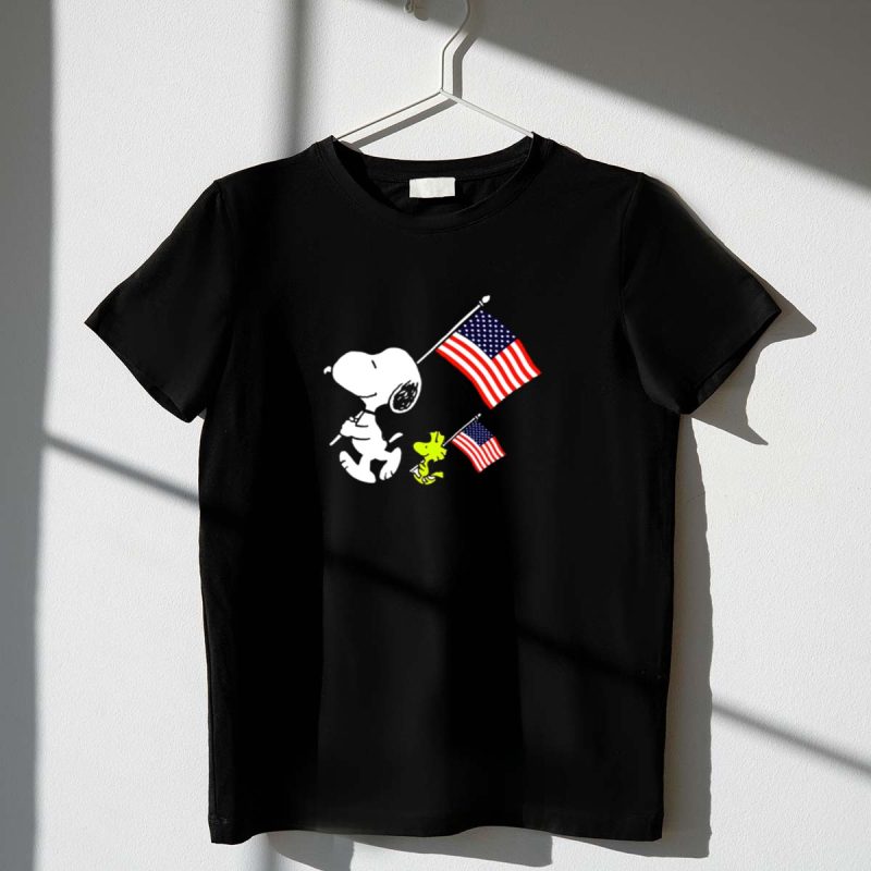 4Th Of July Snoopy Woodstock With American Flag 1 T Shirt