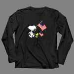 4Th Of July Snoopy Woodstock With American Flag 4 Long Sleeves