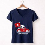 Alabama Crimson Tide Snoopy Woodstock Driving Car 5 Womens V Neck