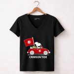 Alabama Crimson Tide Snoopy Woodstock Driving Car 7 Womens V Neck