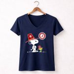 Alabama Crimson Tide Snoopy and Woodstock with Big Al Hats 5 Womens V Neck