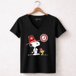 Alabama Crimson Tide Snoopy and Woodstock with Big Al Hats 7 Womens V Neck