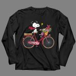 Alabama Crimson Tide Snoopy on Bicycle with Flowers and Woodstock 4 Long Sleeves
