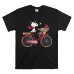 Alabama Crimson Tide Snoopy on Bicycle with Flowers and Woodstock T Shirt 6