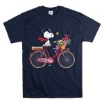 Alabama Crimson Tide Snoopy on Bicycle with Flowers and Woodstock T Shirt 7