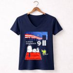 Always Remember 9 11 Snoopy Peanuts Movie Twin Towers 5 Womens V Neck