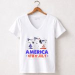 America 4th of July Independence Day Snoopy 5 Womens V Neck