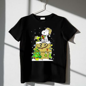 Anaheim Ducks Christmas Snoopy and Woodstock with Gifts 1 T Shirt.jpg