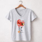 Arizona Cardinals NFL Football Peanuts Movie Snoopy Hugging Heart 7 Womens V Neck