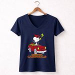 Arizona Cardinals Snoopy Woodstock Driving Adventure 5 Womens V Neck