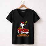 Arizona Cardinals Snoopy Woodstock Driving Adventure 7 Womens V Neck