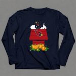 Arizona Cardinals Snoopy on Doghouse with Pumpkins 6 Long Sleeves