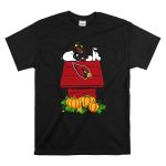 Arizona Cardinals Snoopy on Doghouse with Pumpkins T Shirt 6