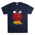 Arizona Cardinals Snoopy on Doghouse with Pumpkins T Shirt 7