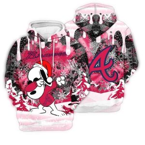 Atlanta Braves Snoopy Dabbing Christmas All Over Print Hoodie 1.jpg