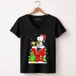 Atlanta Falcons Christmas Snoopy And Woodstock Holiday Scene 7 Womens V Neck