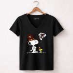 Atlanta Falcons Snoopy Thanksgiving Pilgrim Hats 7 Womens V Neck