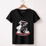 Atlanta Falcons Snoopy With Falcons Logo And Helmet 7 Womens V Neck