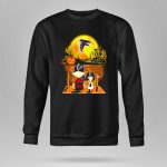 Atlanta Falcons Snoopy and Charlie Brown Halloween Pumpkin Moon Scene 9 Sweatshirt