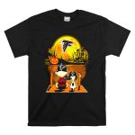 Atlanta Falcons Snoopy and Charlie Brown Halloween Pumpkin Moon Scene T Shirt 6