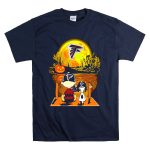 Atlanta Falcons Snoopy and Charlie Brown Halloween Pumpkin Moon Scene T Shirt 7