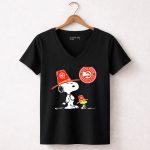 Atlanta Hawks Basketball Club Snoopy Woodstock Fan Hat 7 Womens V Neck