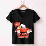 Atlanta Hawks Basketball Snoopy Dog Driving Car Peanuts Sports Team Fan 7 Womens V Neck