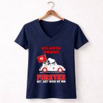 Atlanta Hawks Forever Snoopy And Woodstock Driving Car 5 Womens V Neck