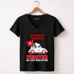 Atlanta Hawks Forever Snoopy And Woodstock Driving Car 7 Womens V Neck
