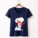 Atlanta Hawks Snoopy Hugging 5 Womens V Neck