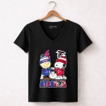Atlanta Snoopy Fist Bump Charlie Brown Braves And Falcons 7 Womens V Neck