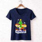 Auburn Tigers Peanuts Characters Christmas Tree Snoopy Charlie Brown Woodstock 5 Womens V Neck.jpg