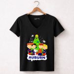 Auburn Tigers Peanuts Characters Christmas Tree Snoopy Charlie Brown Woodstock 7 Womens V Neck.jpg