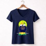 Auburn Tigers Snoopy Halloween Peanuts Pumpkin Moon Woodstock 5 Womens V Neck.jpg