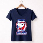 Back the Beagle Snoopy for President Campaign Badge 5 Womens V Neck