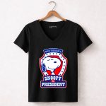 Back the Beagle Snoopy for President Campaign Badge 7 Womens V Neck