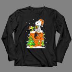 Baltimore Orioles Christmas Snoopy with Woodstock and Santa Hat 4 Long Sleeves