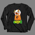 Baltimore Orioles Halloween Snoopy Reading On Doghouse With Woodstock And Pumpkins T Shirt 4