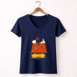 Baltimore Orioles Snoopy Pumpkin House shirt 5 Womens V Neck