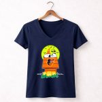 Baltimore Orioles Snoopy Woodstock Pumpkins Full Moon Halloween 5 Womens V Neck
