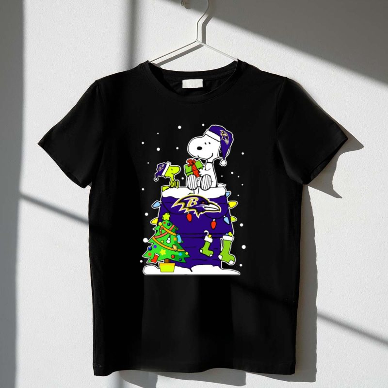 Baltimore Ravens Christmas With Snoopy And Woodstock Gifts 1 T Shirt