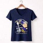 Baltimore Ravens Snoopy Dance With Logo And Characters 5 Womens V Neck