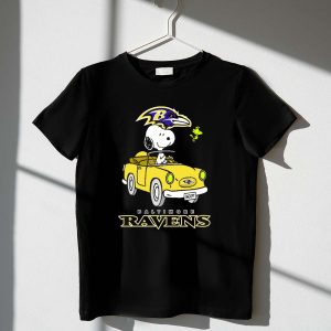 Baltimore Ravens Snoopy Driving Car with Woodstock 1 T Shirt