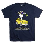 Baltimore Ravens Snoopy Driving Car with Woodstock T Shirt 7