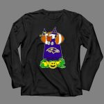 Baltimore Ravens Snoopy Halloween Witch Woodstock Pumpkin Football House 4 Long Sleeves