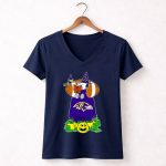 Baltimore Ravens Snoopy Halloween Witch Woodstock Pumpkin Football House 5 Womens V Neck